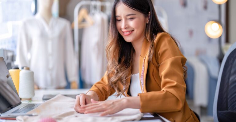 Young professional clothes fashion designer
